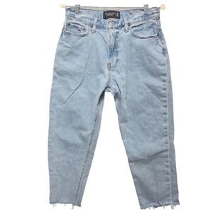 ABERCROMBIE & FITCH Cropped Jeans Womens 30x23.5 Raw Hem Stretch Baggy Size 10
